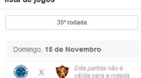 Este jogo da rodada #35 não conta para o Fantasy Game Cartola FC. Portanto, não escalem jogadores dessas equipes