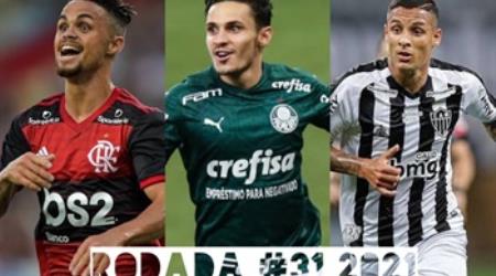 TOP 3 por posição, dicas e unanimidades da rodada #31 do Cartola FC 2021 - Campeonato Brasileiro. As dicas do Cartola FC Brasil para a 31ª rodada tem como melhor escalação e dicas os times do Palmeiras, Athletico-PR e Flamengo