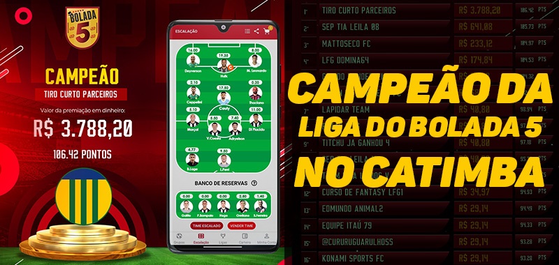 O Cartola FC Brasil foi o grande campeão da liga tradicional Bolada 5 do Catimba Scores na rodada #18