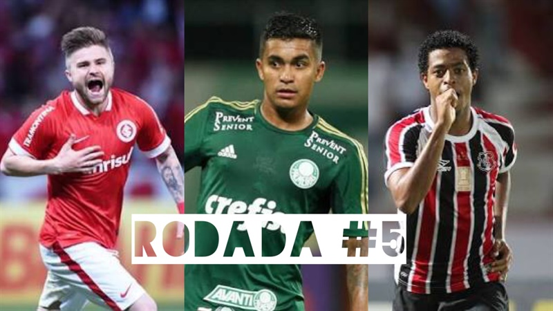 TOP 3 por posição, dicas e unanimidades da quinta rodada #5 do Cartola FC - Campeonato Brasileiro 2016. As dicas do Cartola FC Brasil para a rodada #5 tem como melhores opções de escalação os times do Internacional, Santa Cruz, Palmeiras e Atlético Mineiro