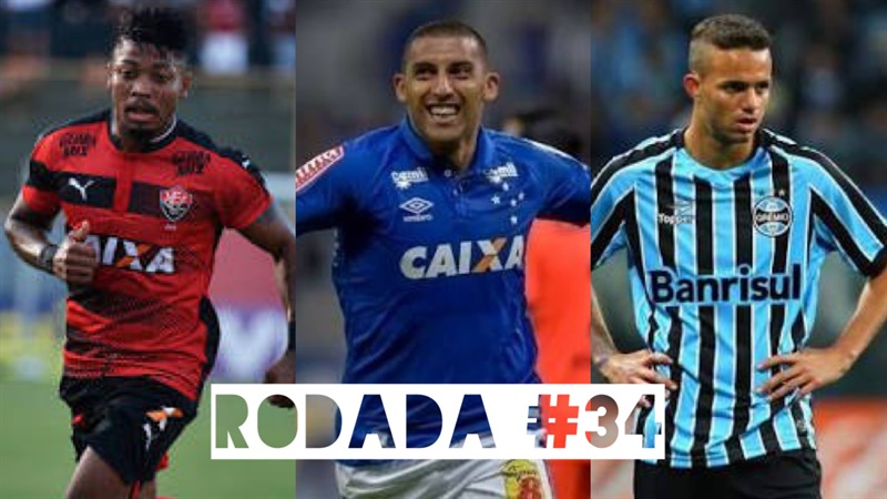 TOP 3 por posição, dicas e unanimidades da rodada #34 do Cartola FC - Campeonato Brasileiro 2016. As dicas do Cartola FC Brasil para a 34ª rodada tem como melhor escalação e dicas os times do Grêmio, Palmeiras e Cruzeiro