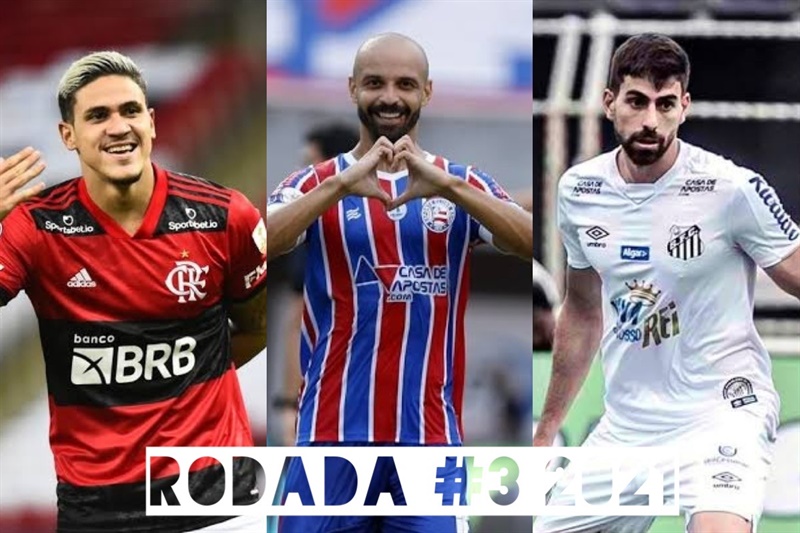 TOP 3 por posição, dicas e unanimidades da rodada #3 do Cartola FC 2021 - Campeonato Brasileiro. As dicas do Cartola FC Brasil para a 3ª rodada tem como melhor escalação e dicas os times do Santos, Flamengo e Fortaleza