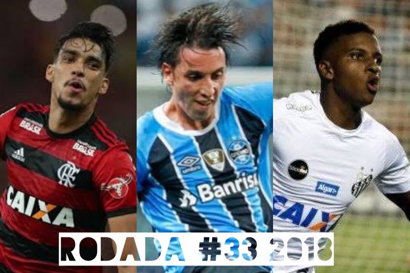TOP 3 por posição, dicas e unanimidades da rodada #33 do Cartola FC 2018 - Campeonato Brasileiro. As dicas do Cartola FC Brasil para a 33ª rodada tem como melhor escalação e dicas os times do Grêmio, Santos e Fluminense