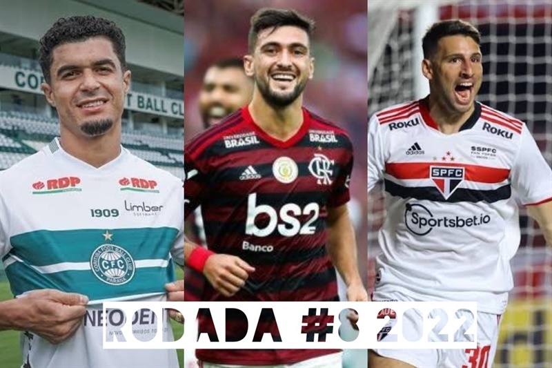 TOP 3 por posição, dicas e unanimidades da rodada #8 do Cartola FC 2022 - Campeonato Brasileiro. As dicas do Cartola FC Brasil para a 8ª rodada tem como melhor escalação e dicas os times do Atlético-MG, Corinthians e São Paulo