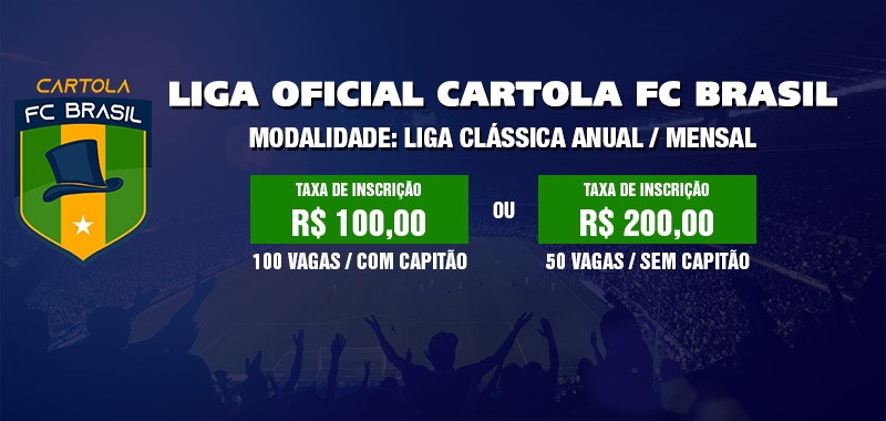 Está lançada as nossas duas Ligas Oficiais para a temporada do Cartola FC 2021. Consulte o regulamento para maiores detalhes e premiações de cada uma delas