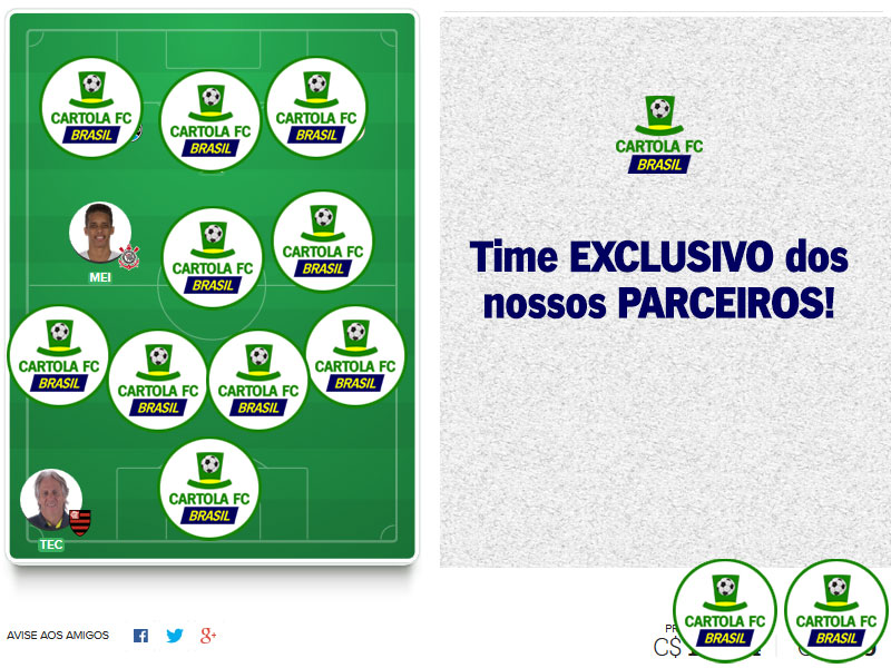 Time dos Parças #35 Equipe com foco principal da equipe do Cartola FC Brasil. Time exclusivo dos nossos parceiros com escalação visando os nossos principais objetivos: pontuar e mitar!