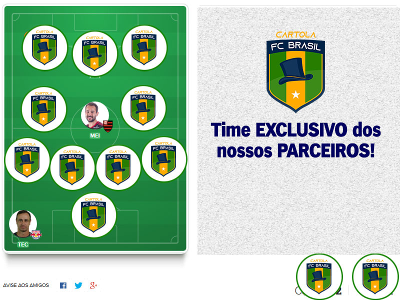 Time exclusivo dos nossos parceiros com escalação visando regularidade alinhada aos nossos principais objetivos: pontuar bem e mitar na #2 do Cartola FC 2020! Esse é o time principal da equipe do Cartola FC Brasil